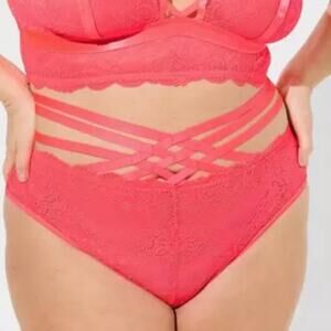 Torrid Curve Hot Pink Pretty Flower Lace Lattice
Strappy Tanga Panties 4 4X Plus